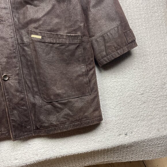 Nickelson Leather Men Sz M Aviator Leather Brown Jacket Sherpa Fleece Lined Read - Picture 5 of 16